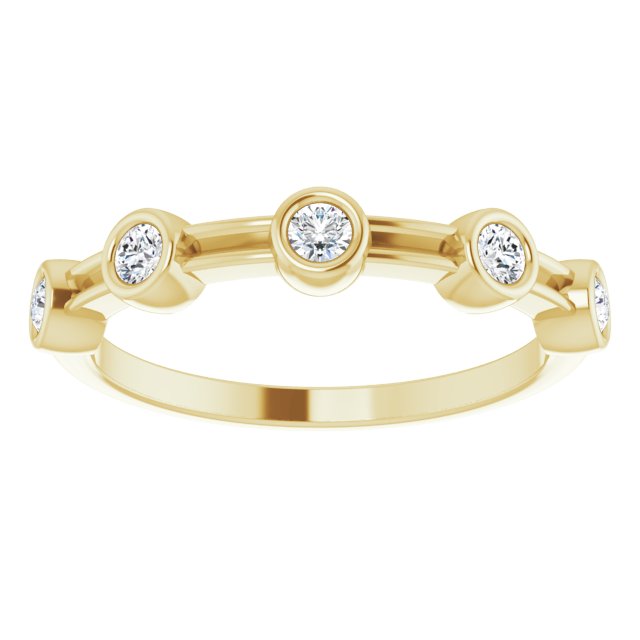 Bezel Set Round Diamond Wedding Band 5 Stone Anniversary Ring-VIRABYANI